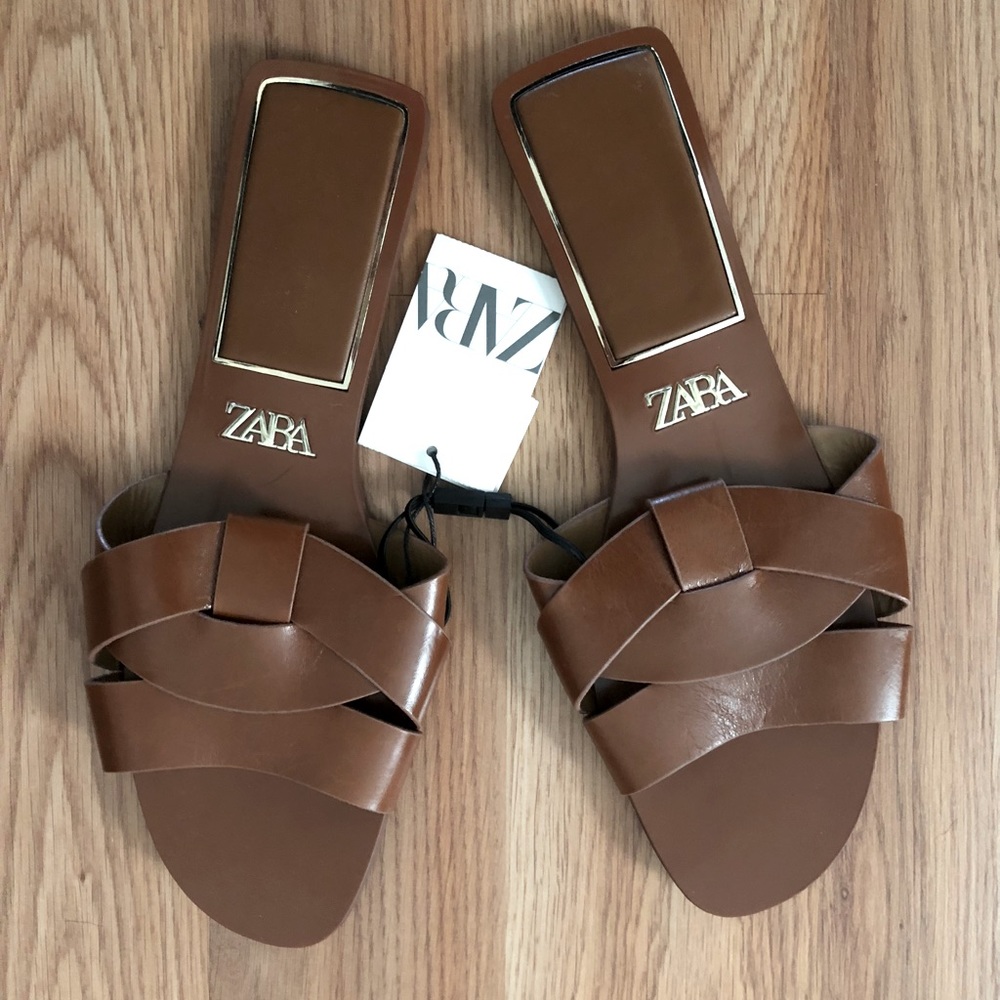 Zara brown leather sandal. New tags attached